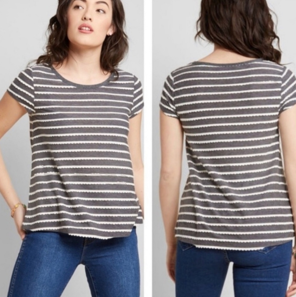 Modcloth Playfully Functioning Knit Top Gray